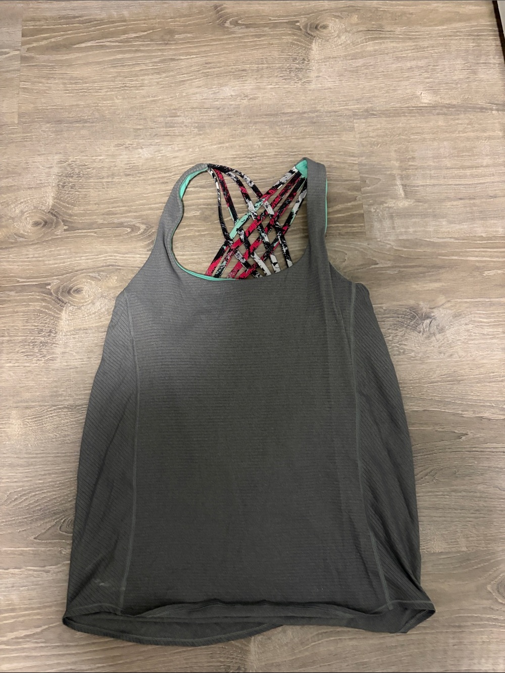 lululemon athletica Gray Racerback Tank with Colorful Crisscross Straps